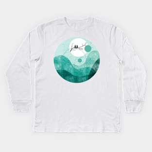 Green Aqua Loves Midnight Kids Long Sleeve T-Shirt